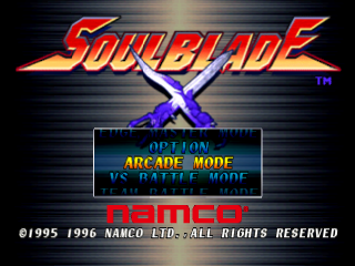 Soul Blade title screen for Playstation